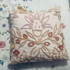 UO Embroidered Flower Pillow